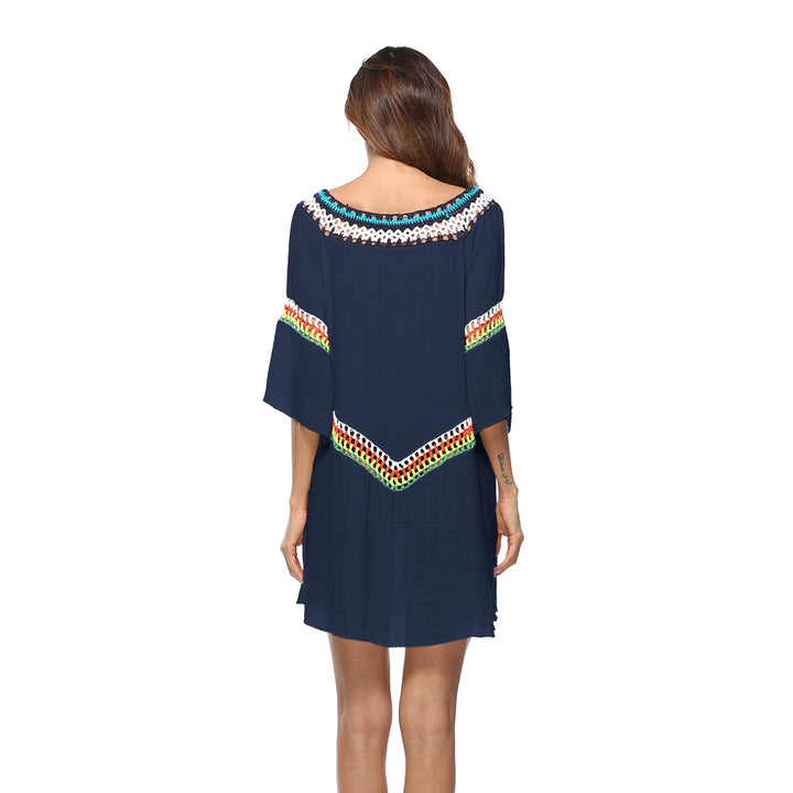 Ladies airy beach kaftan with colorful embroidery details Mune Fashion