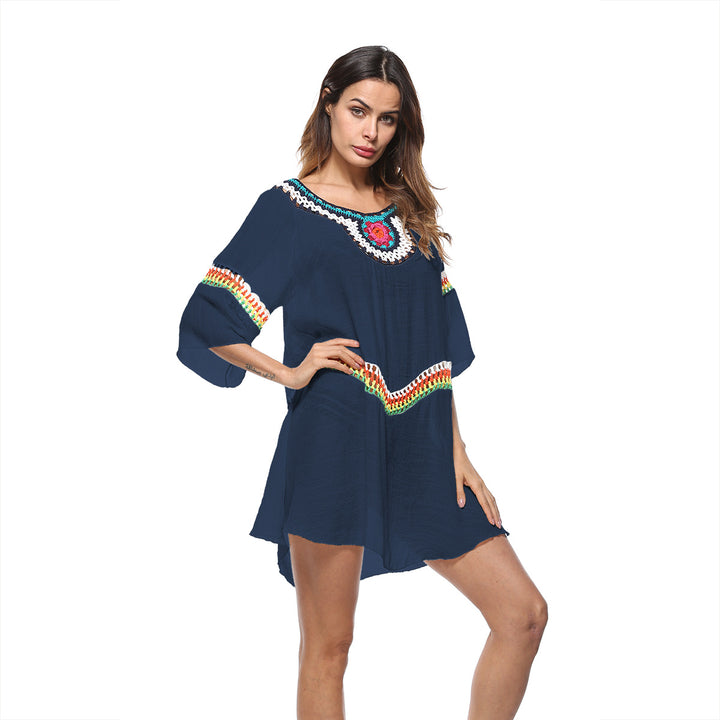 Ladies airy beach kaftan with colorful embroidery details Mune Fashion