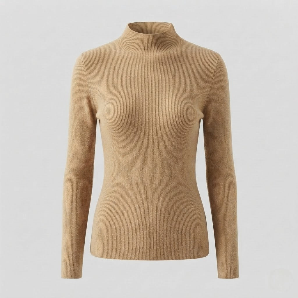 Ladies Elegant Slim-Fit Turtleneck Sweater made of soft Angora blend with fine rib structure Mune Fashion