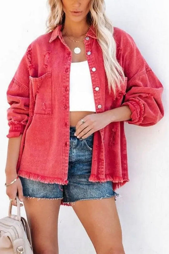 Mune | Revers Long Sleeve Ripped Denim Jacket