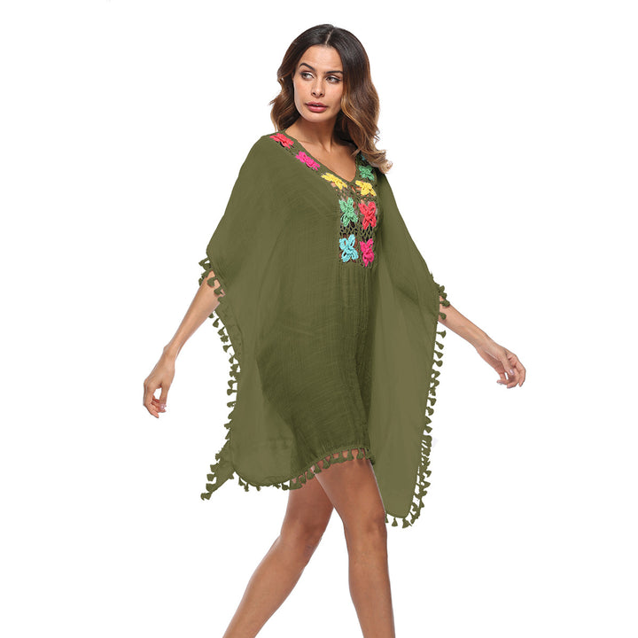 Women's airy kaftan with colorful crochet embellishments Mune Fashion