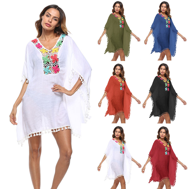Women's airy kaftan with colorful crochet embellishments Mune Fashion