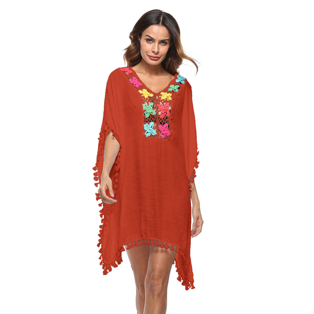 Women's airy kaftan with colorful crochet embellishments Mune Fashion