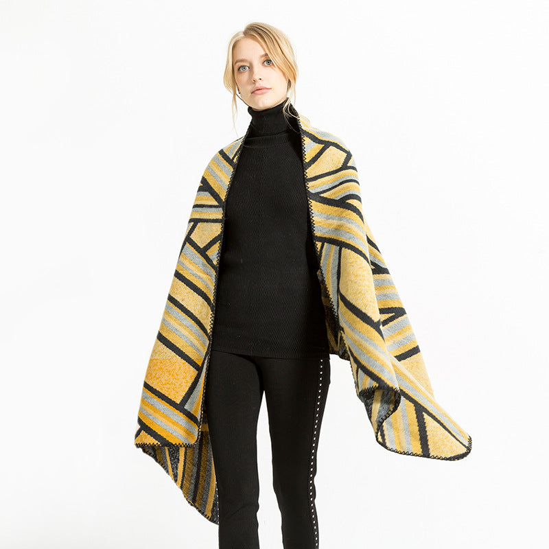 Women Woven Jacquard Oversized Kimono Wrap Scarf Mune Fashion