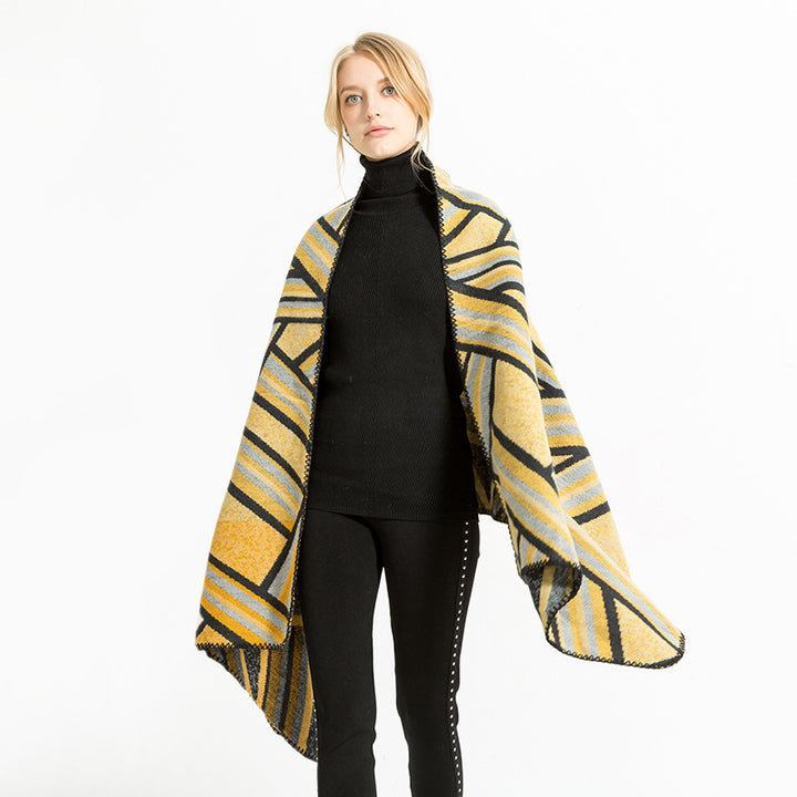 Women Woven Jacquard Oversized Kimono Wrap Scarf Mune Fashion