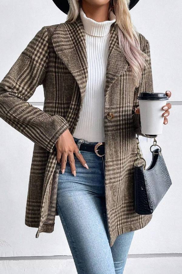Mune | Collection Checked Collar Long Sleeve Jacket