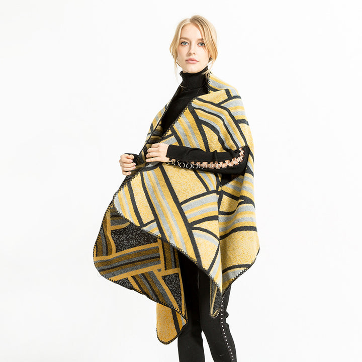 Women Woven Jacquard Oversized Kimono Wrap Scarf Mune Fashion