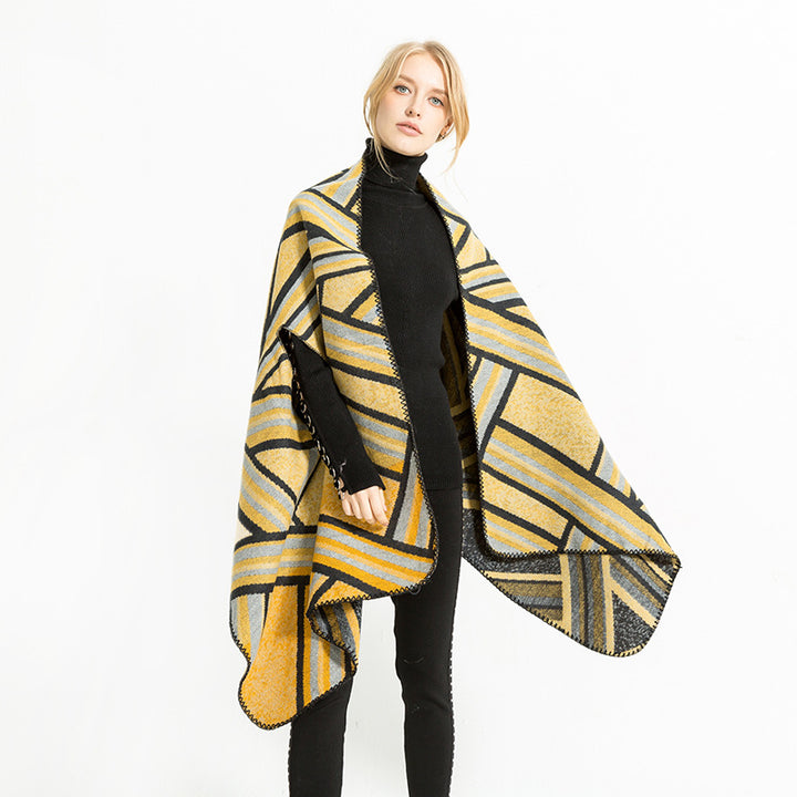 Women Woven Jacquard Oversized Kimono Wrap Scarf Mune Fashion
