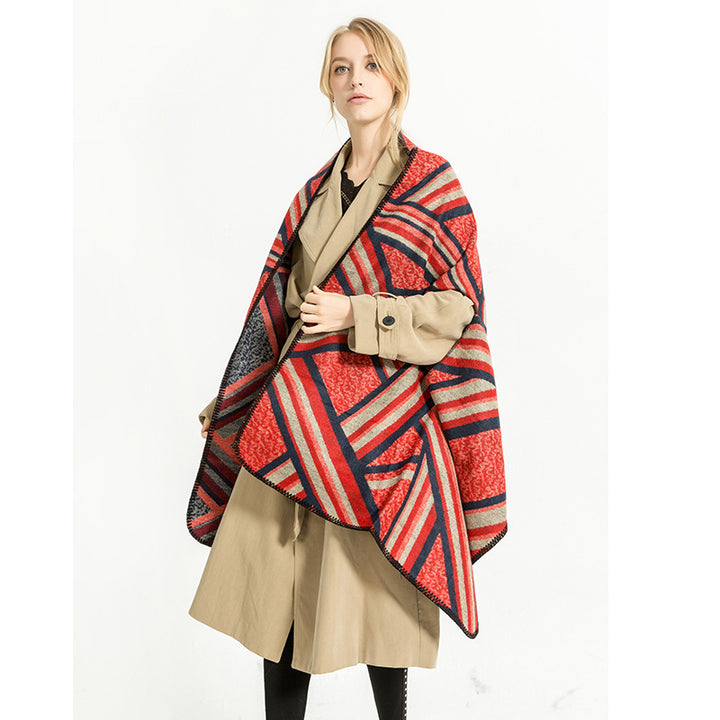 Women Woven Jacquard Oversized Kimono Wrap Scarf Mune Fashion
