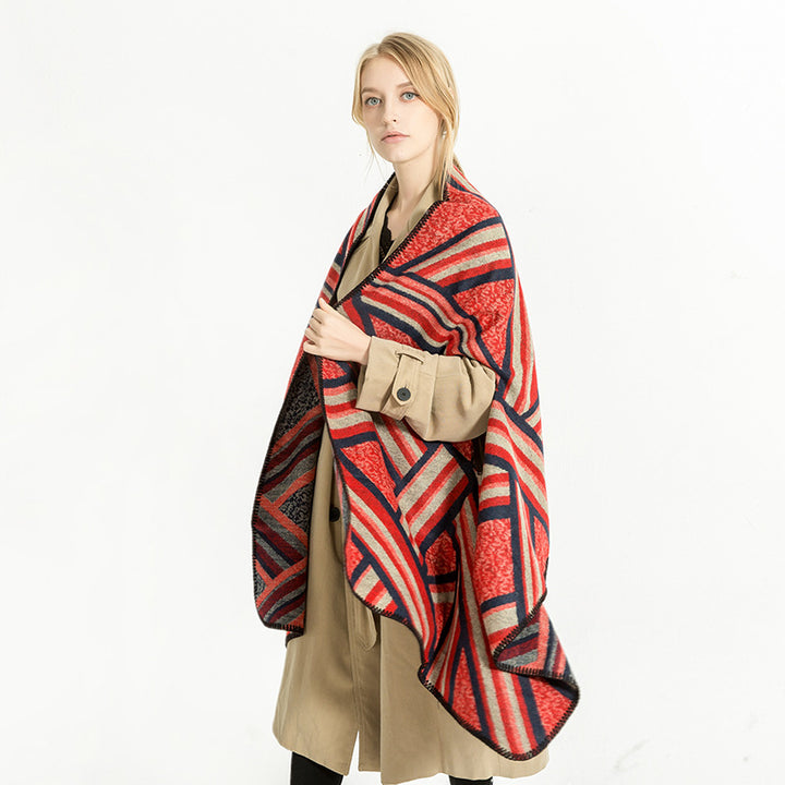 Women Woven Jacquard Oversized Kimono Wrap Scarf Mune Fashion