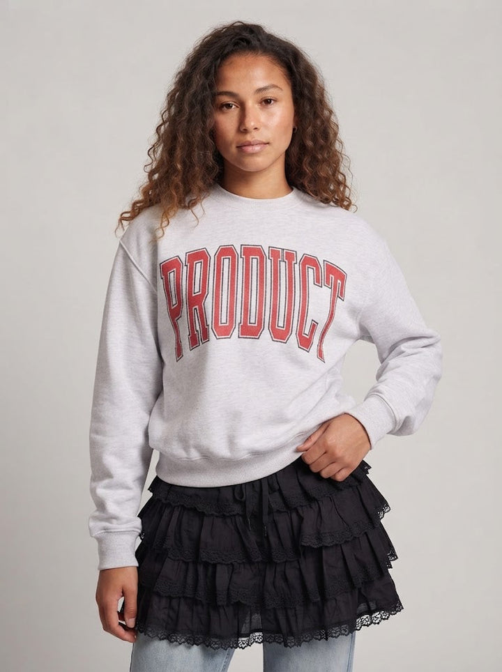 Ladies College Sweatshirt with oversized collegiate print and soft fleece Mune Fashion