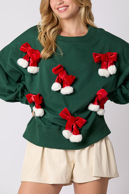 Mune | Christmas Bow Decorated Casual Long Sleeve Sweatshirt