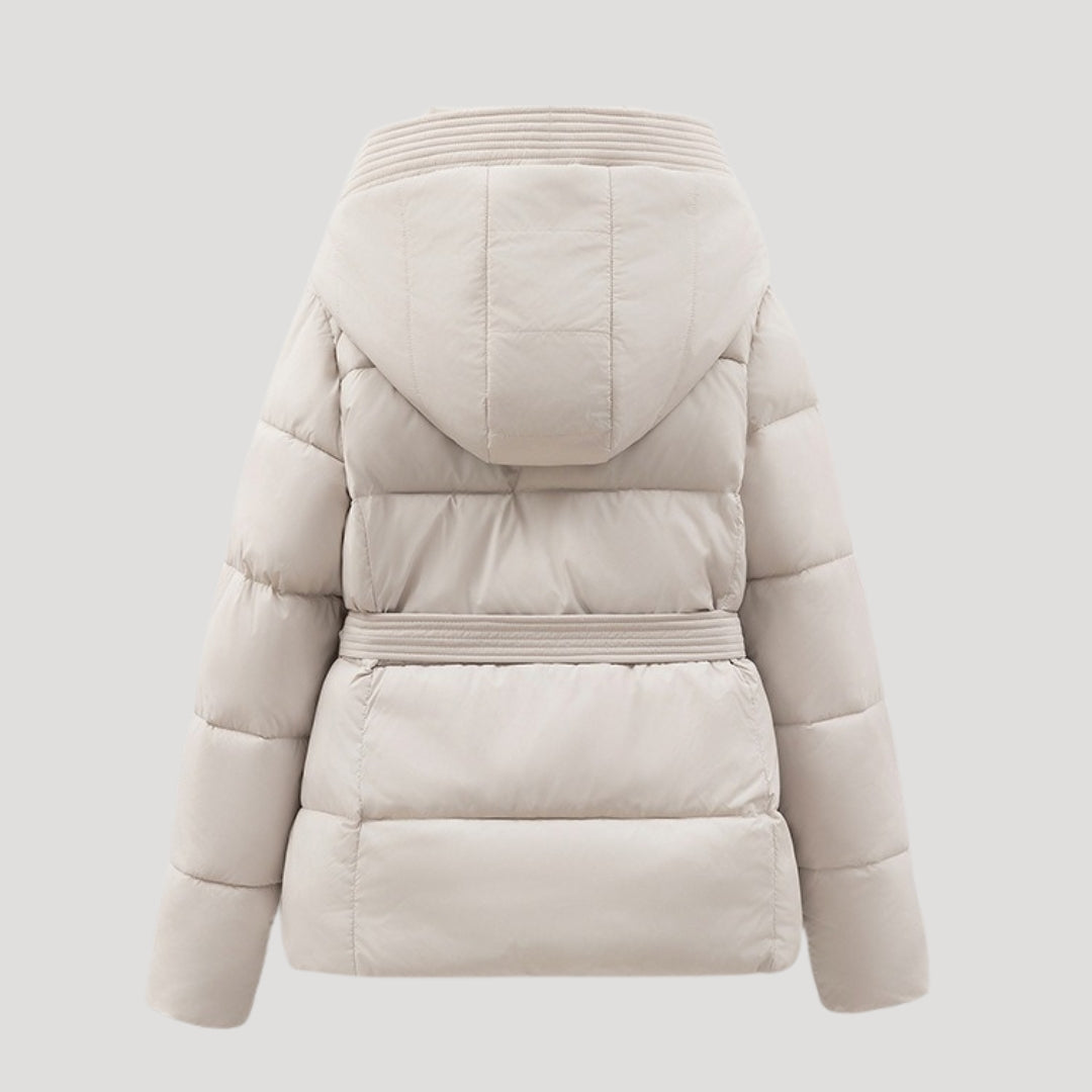 Mune | Women's Winter Puffer Jacket with Hood and Belt