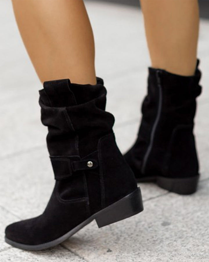 Mune | Ankle Boots Wild With Low Heel And Zipper