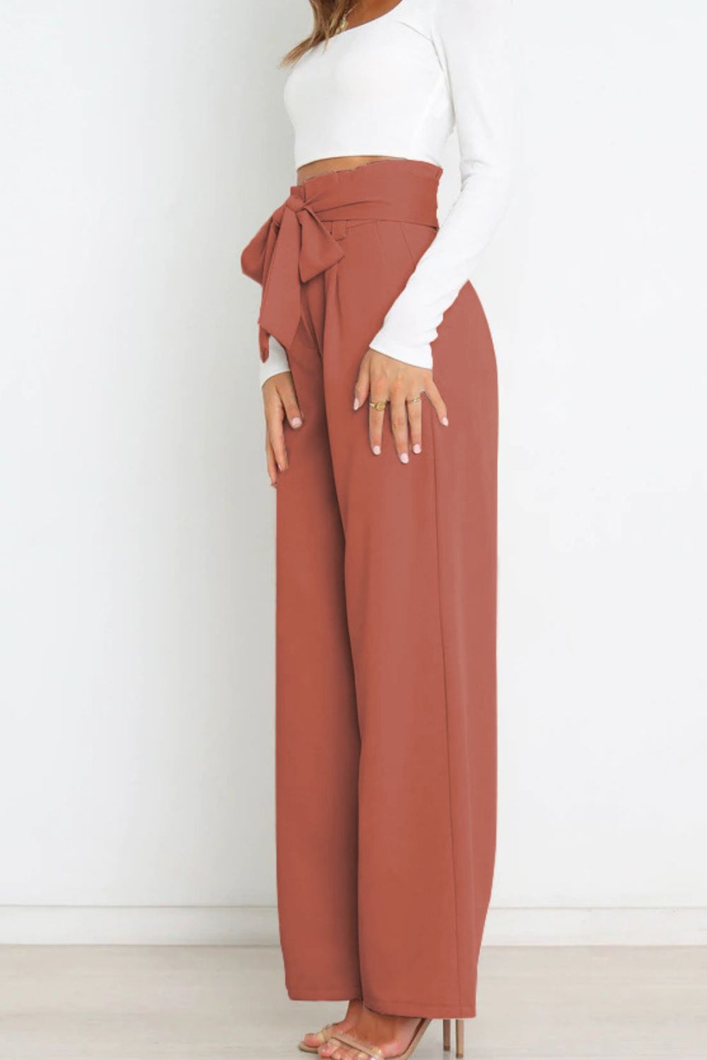 Mune Fashion | High Waist Paperbag Pants with Bow Detail