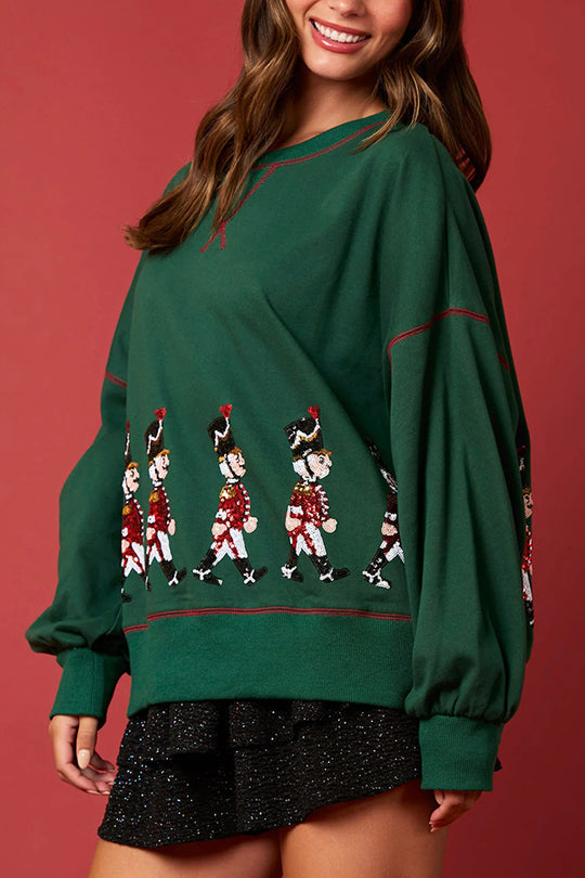 Mune | Christmas Soldier Sequins Long Sleeve Casual Sweatshirt