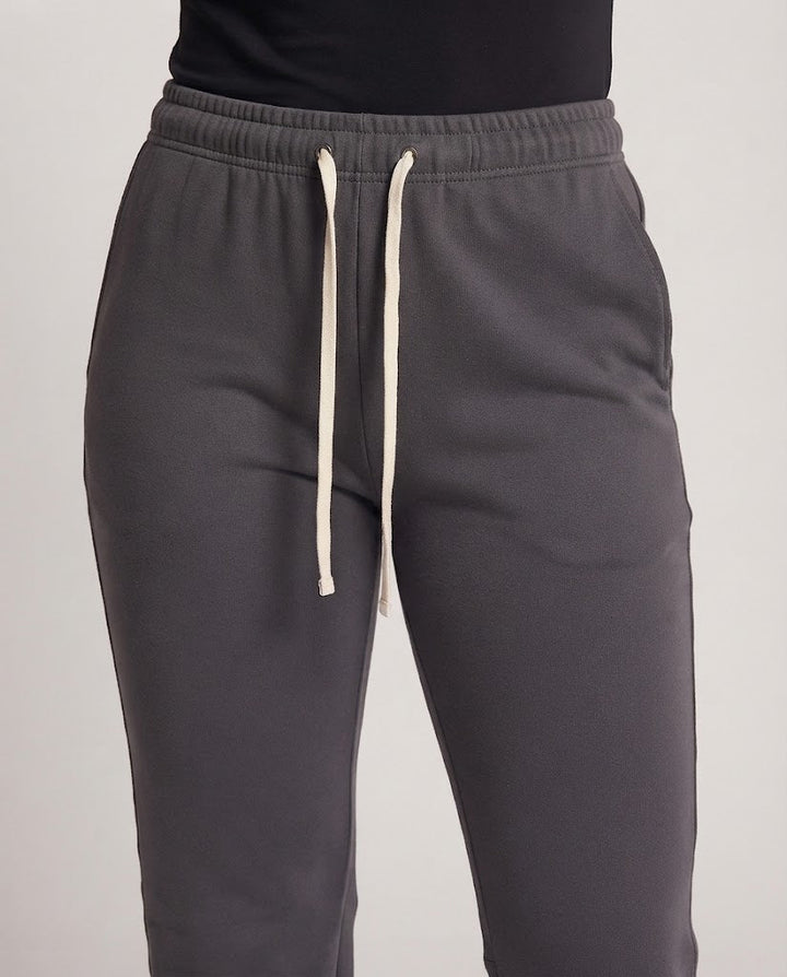 Ladies Flared Lounge Pants made of cotton fleece with drawstring and seam details Mune Fashion