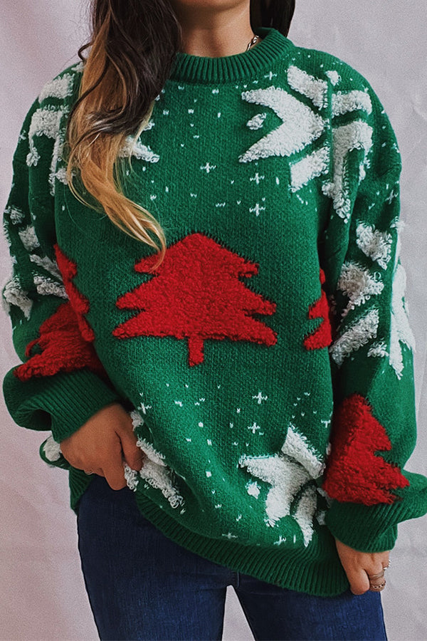 Mune | Christmas Pattern Knitted Round Neck Long Sleeve Sweater