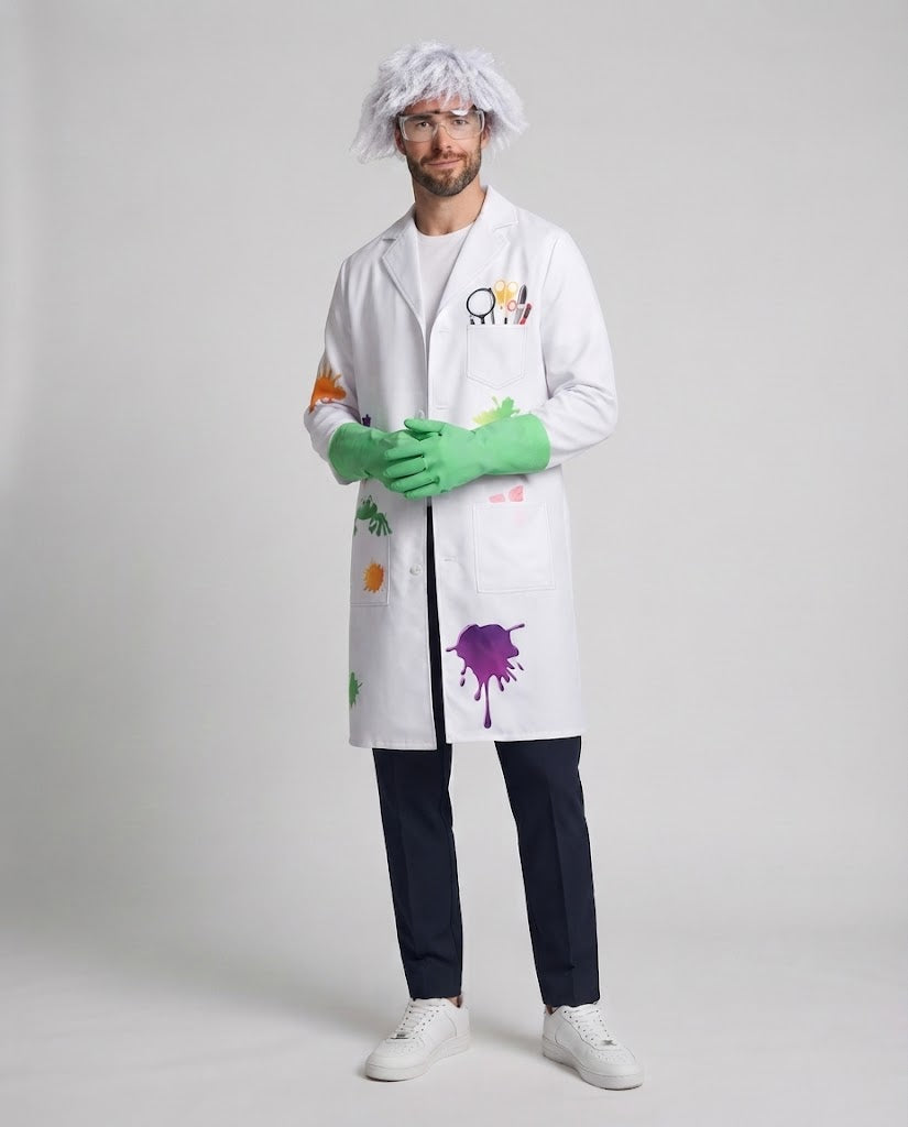 Men's Scientist Costume with Colorful Colors and Accessories Mune Fashion
