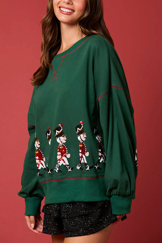 Mune | Christmas Soldier Sequins Long Sleeve Casual Sweatshirt