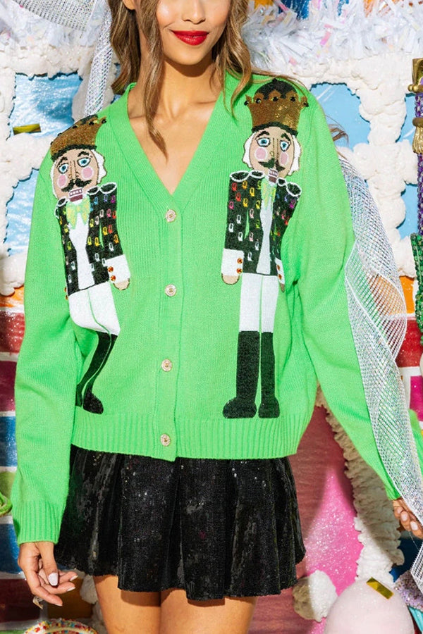 Mune | Christmas Nutcracker Sequin Casual Cardigan