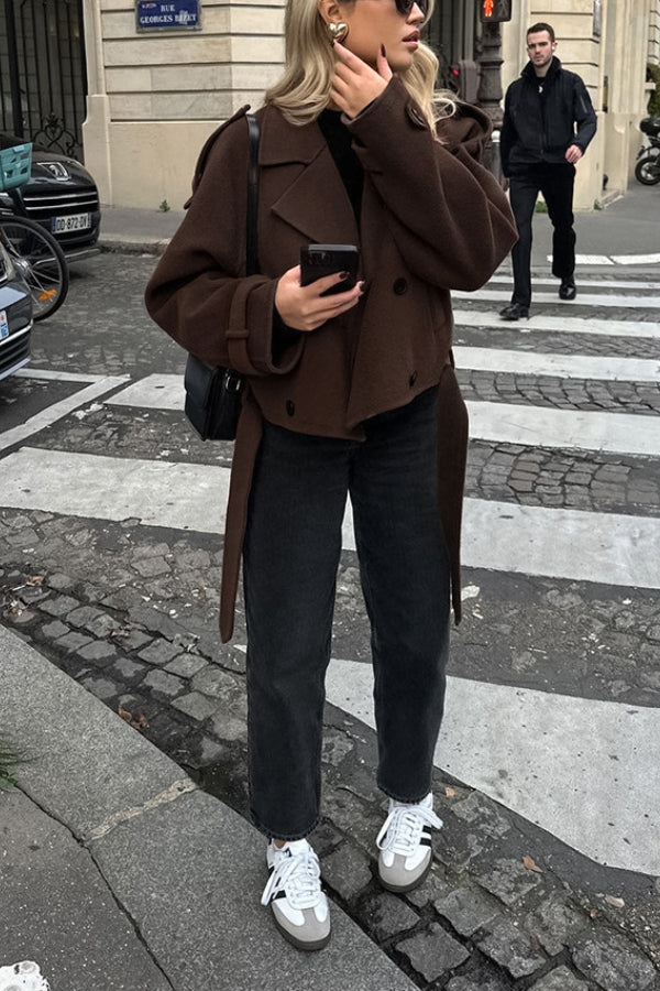 Mune | Revers Temperament Double-Breasted Hair Wool Jacket