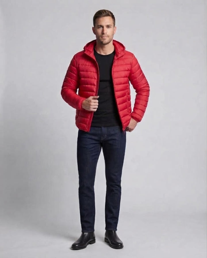 Men's Lightweight Quilted Hooded Jacket with Thermal Insulation and Wind-Repellent Microfiber Mune Fashion