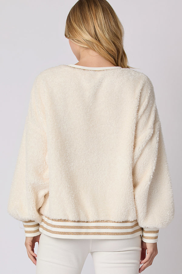 Mune | Christmas Letters Rhinestone Long Sleeve Round Neck Sweatshirt