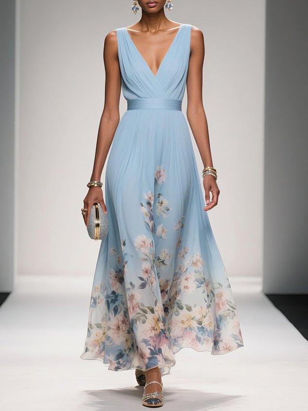Women Floral Print Wedding Guest Dress