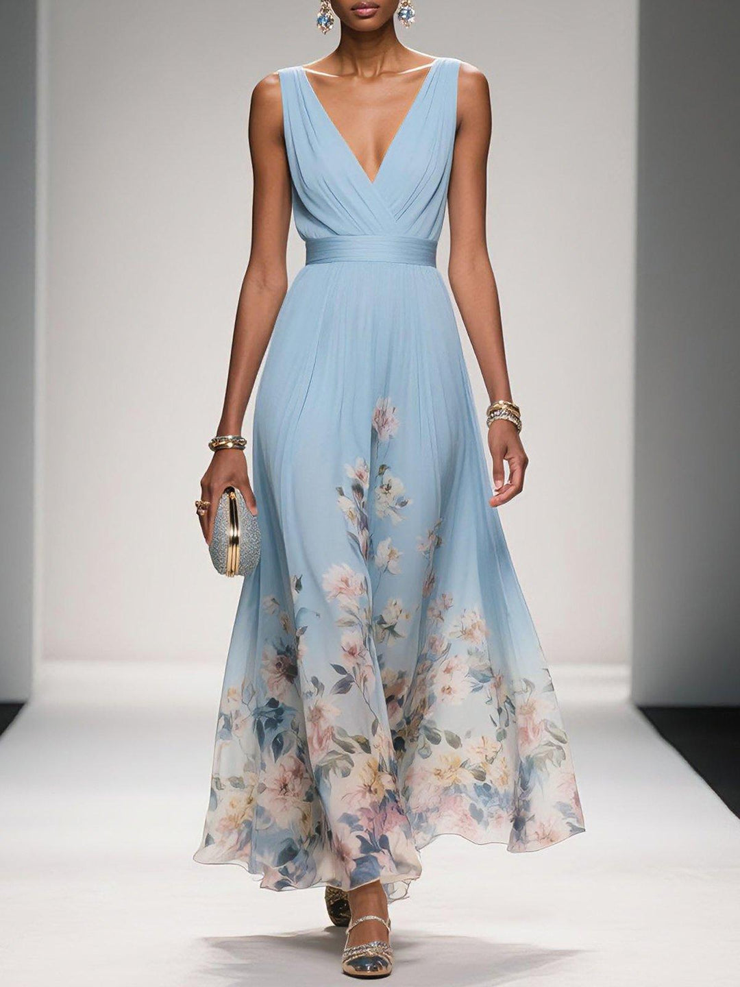 Women Floral Print Wedding Guest Dress