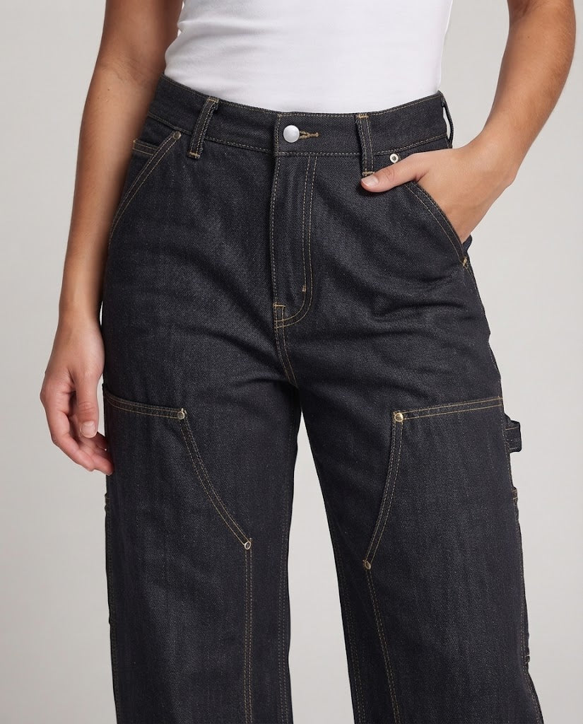 Ladies Oversize Denim Palazzo Pants with Utility Pocket Details Mune Fashion