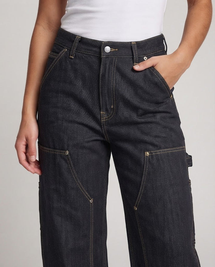 Ladies Oversize Denim Palazzo Pants with Utility Pocket Details Mune Fashion
