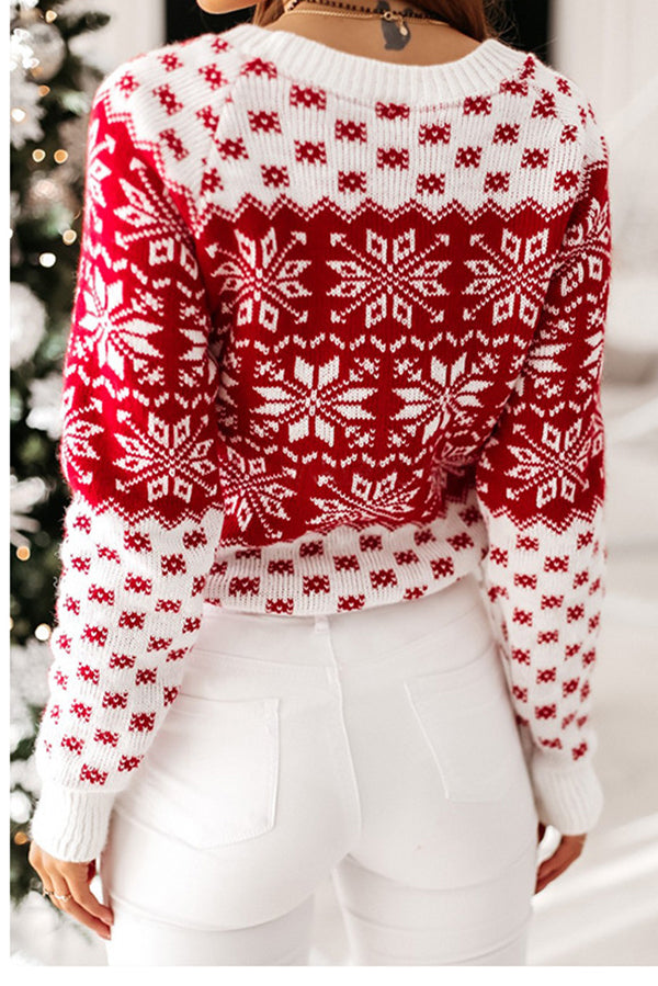 Mune | Christmas Pattern Knitted Round Neck Long Sleeve Sweater