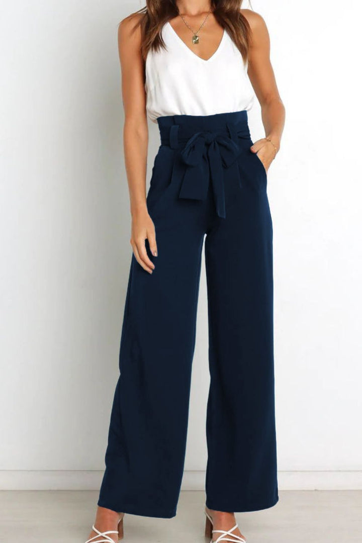 Mune Fashion | High Waist Paperbag Pants with Bow Detail