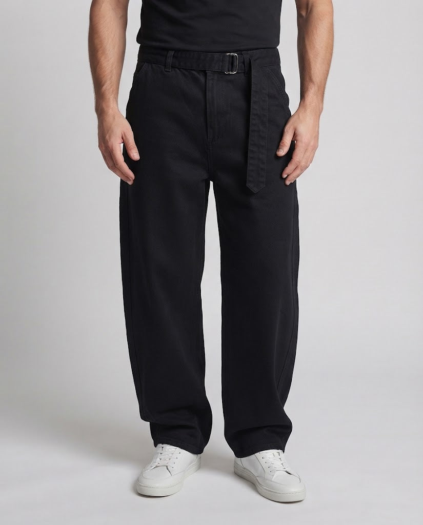 Men's extra wide cotton palazzo pants with deep crotch and fabric belt Mune Fashion