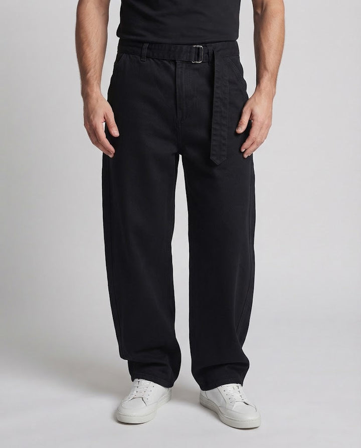 Men's extra wide cotton palazzo pants with deep crotch and fabric belt Mune Fashion