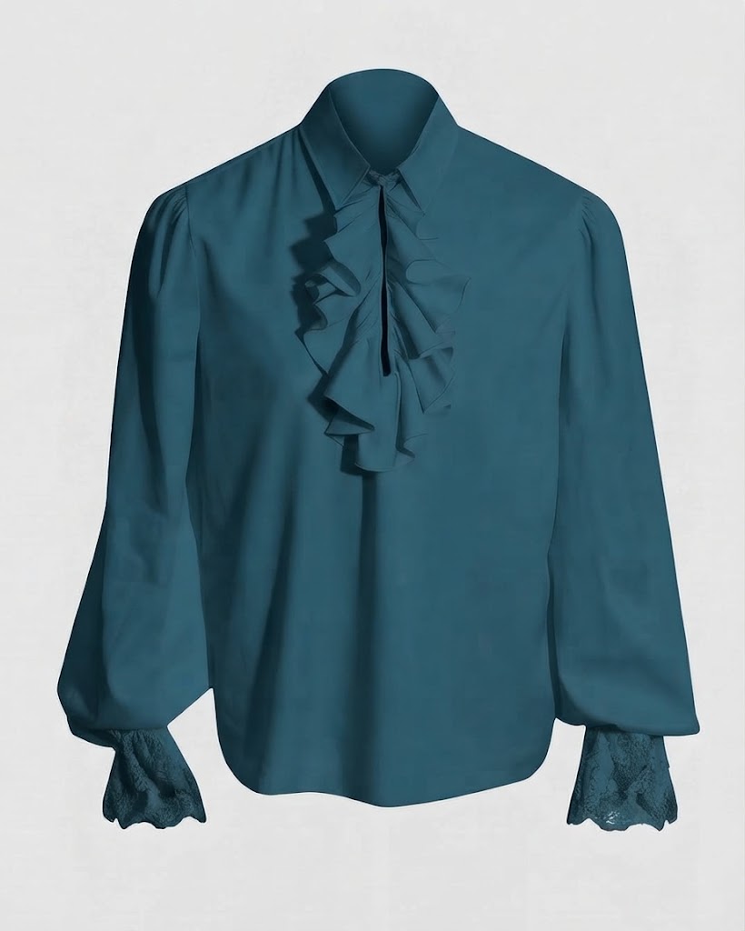 Women Ruffled Blouse with Elegant Collar Area Mune Fashion