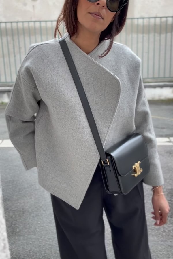 Mune | and Structure Faux Wool Revers Long Sleeve Loose Jacket