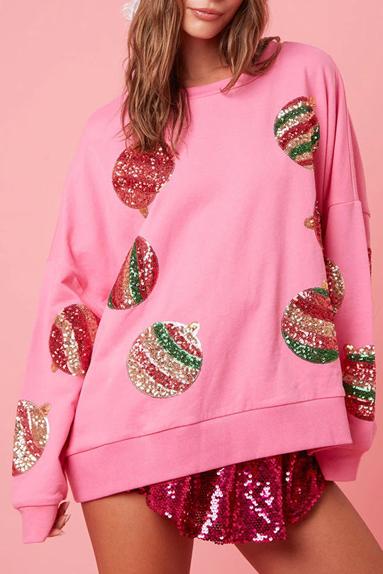 Mune | Christmas Egg Sequin Casual Long Sleeve Sweatshirt