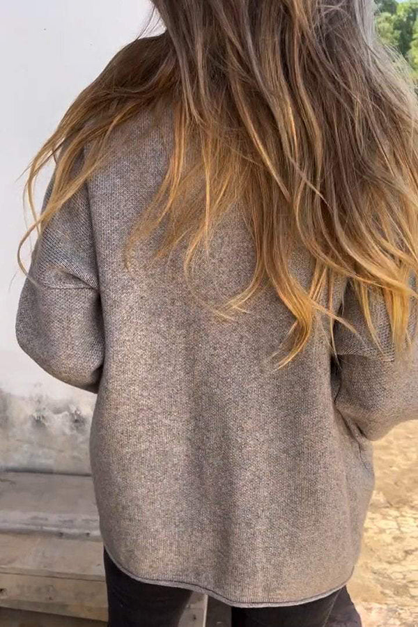 Mune | Color Crew Neck Long Sleeve Casual Zipper Pocket Cardigan