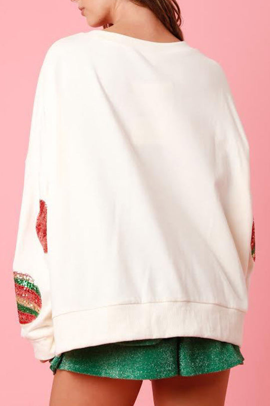 Mune | Christmas Egg Sequin Casual Long Sleeve Sweatshirt