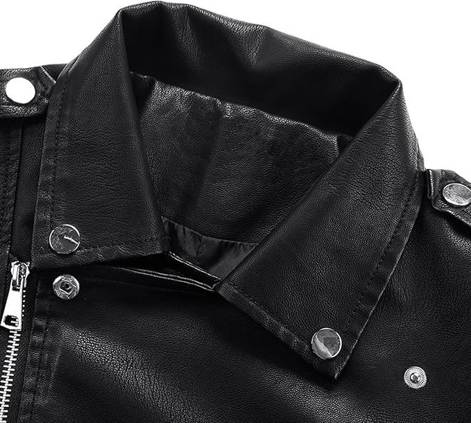 Mune | Cropped PU Leather Biker Jacket with Asymmetric Zipper