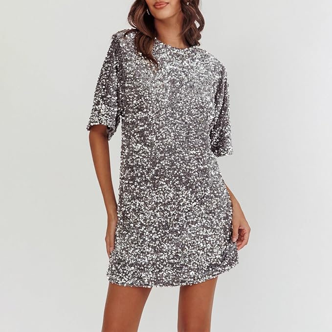 Mune | Glittering Sequin Dress with Bell Sleeves