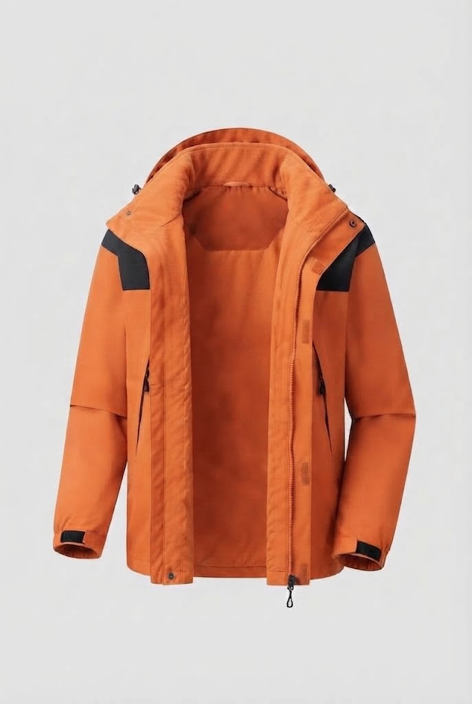 Men's Two-Layer Softshell Outdoor Jacket with Removable Fleece Inner Jacket and Hood Mune Fashion