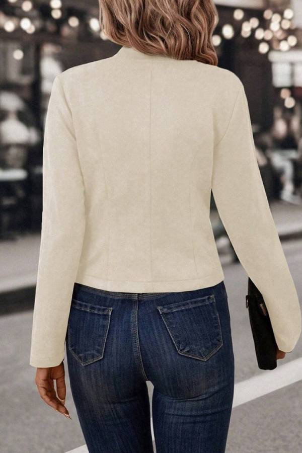 Mune | Collar Open Front Button Decor Jacket