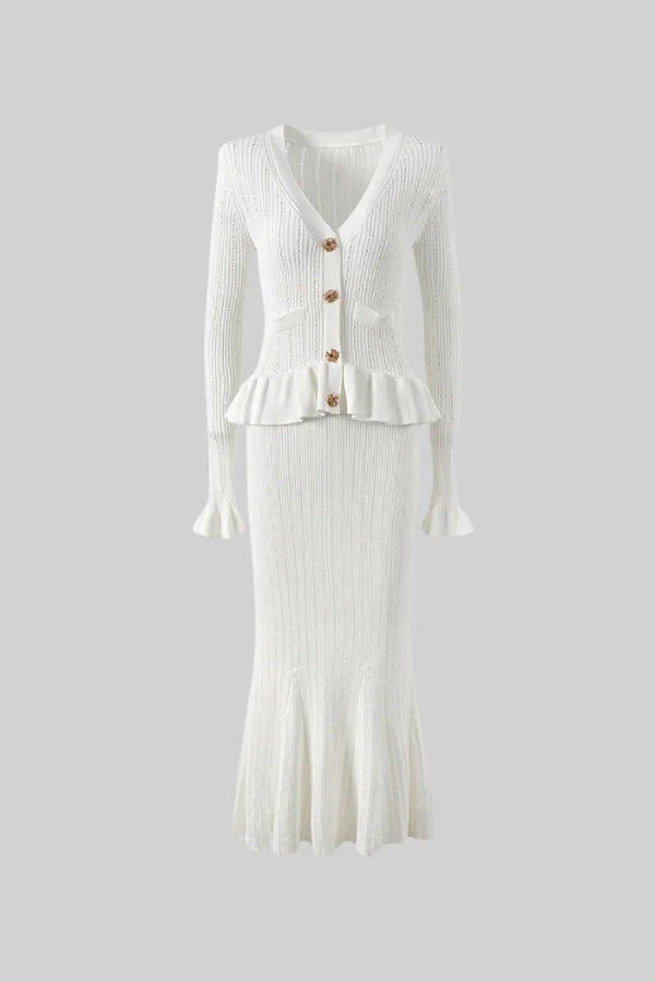 Mune | Jacket & Wide Flared Skirt Knit Set