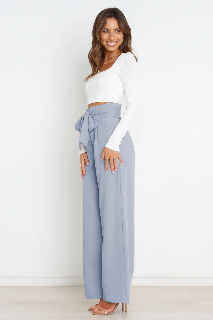 Mune Fashion | High Waist Paperbag Pants with Bow Detail