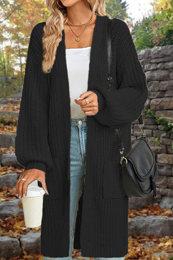 Mune | Length Loose Oversized Double Pocket Cardigan Sweater Jacket