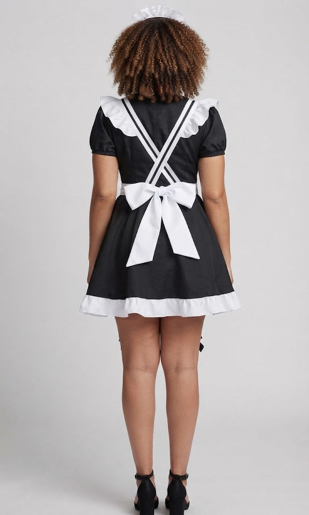 Women Playful Romantic Maid Costume with Ruffles and Accessories Mune Fashion