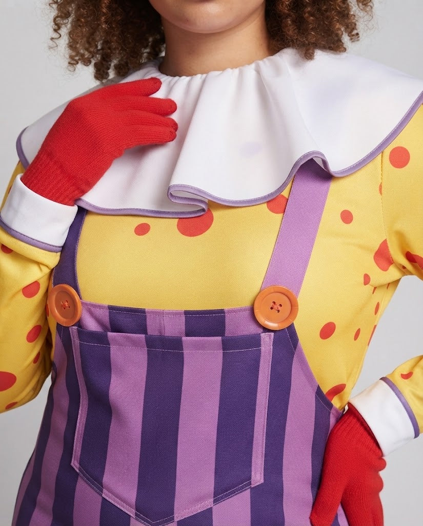 Ladies Clown Costume with elastic suspenders and detachable collar Mune Fashion